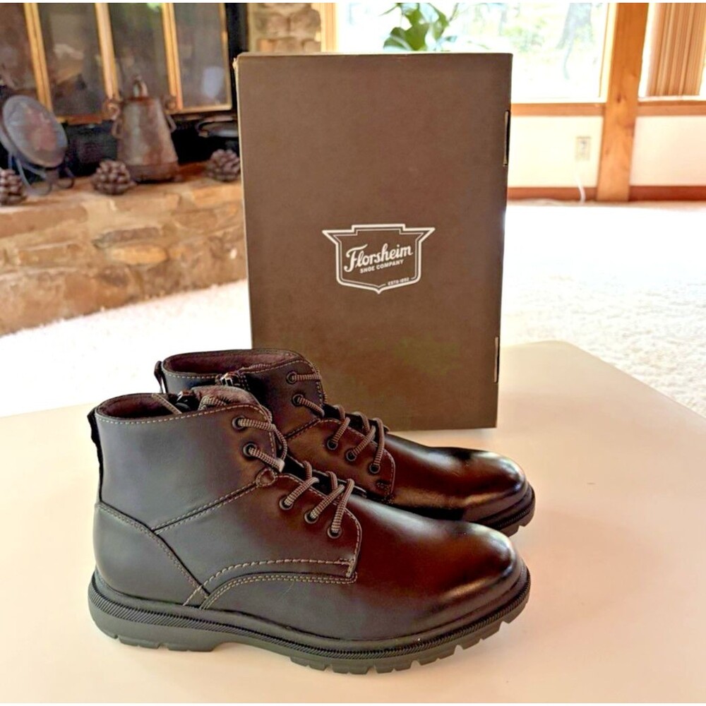 Florsheim Lookout Ankle Boot Jr Boys Youth 4 M Black Lace Up New In Box